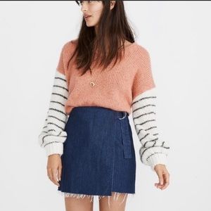 Madewell  Denim Raw-Hem Mini Wrap Skirt